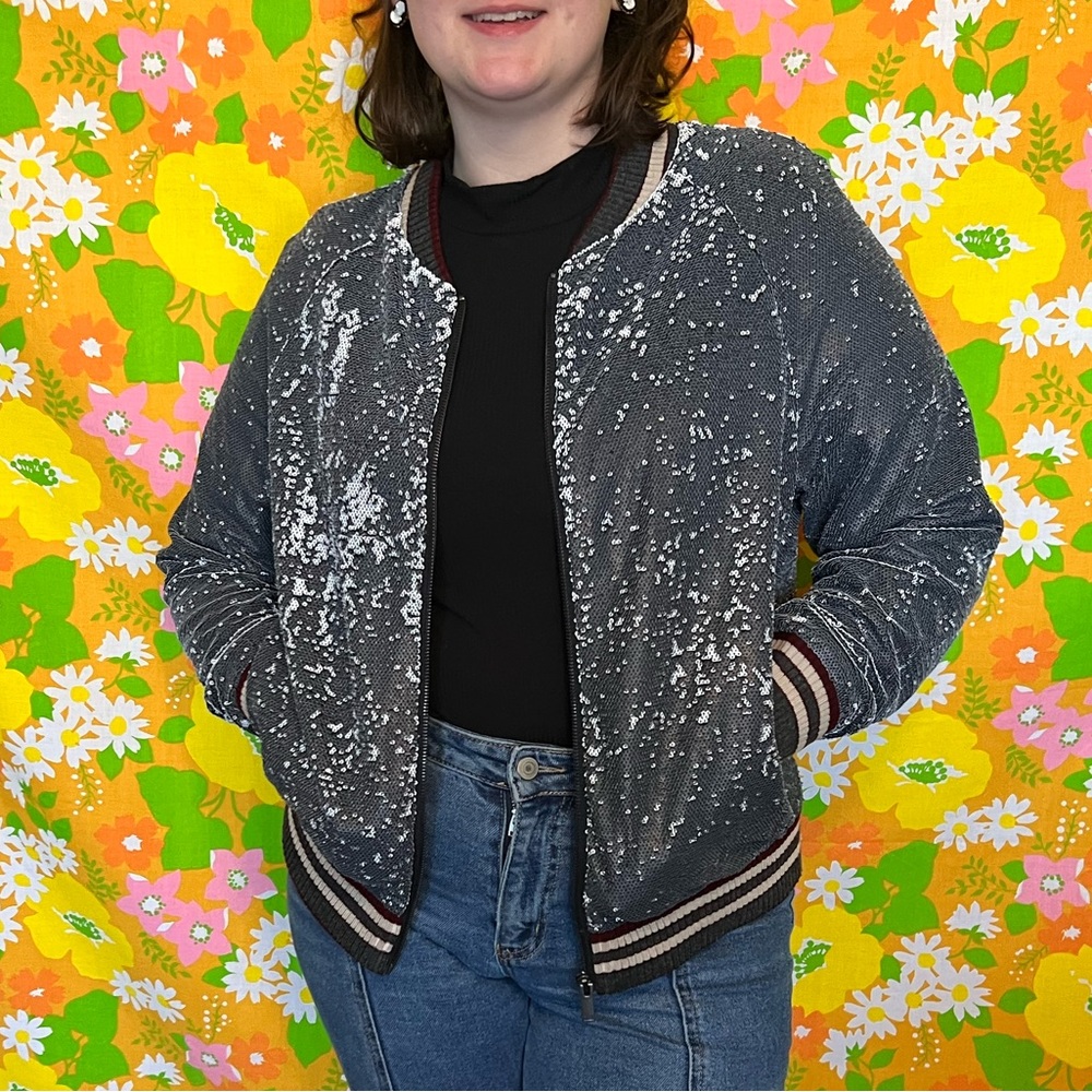 Dolce Cabo sequin bomber jacket size medium